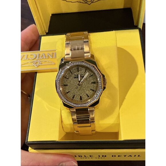 Invicta Speedway Women’s Watch 34mm Gold-Tone Bracelet Glitter Dial 49130